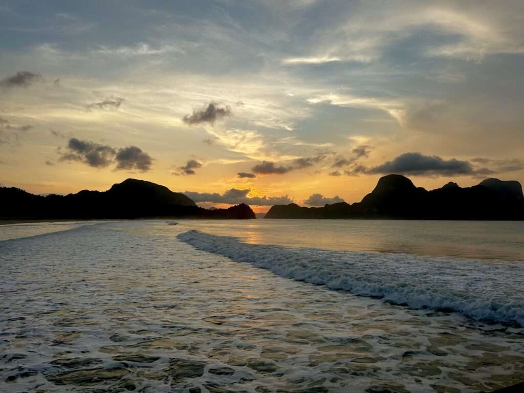 Sunset over Bacuit Bay.